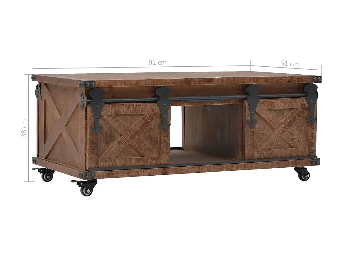 Mesa de centro em madeira de abeto maciça 91x51x38 cm castanho