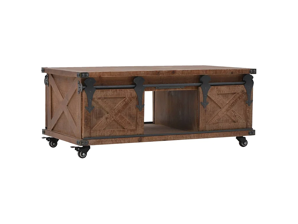 Couchtisch Massivholz Tanne 91x51x38 cm Braun