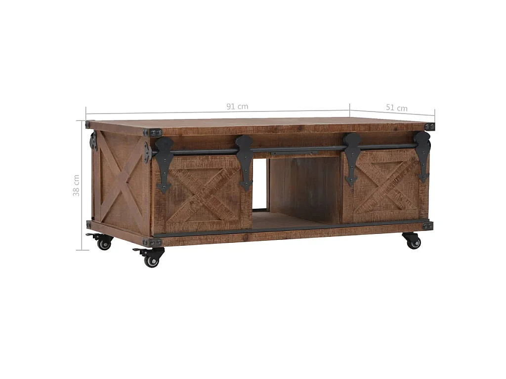 Couchtisch Massivholz Tanne 91x51x38 cm Braun