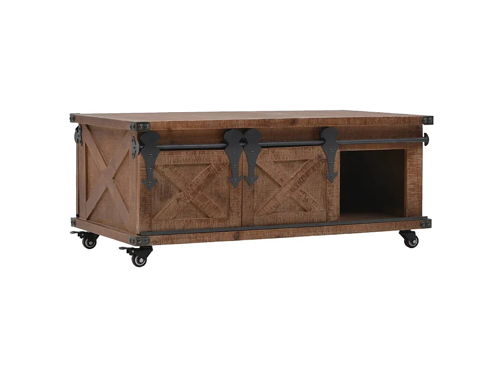 Couchtisch Massivholz Tanne 91x51x38 cm Braun