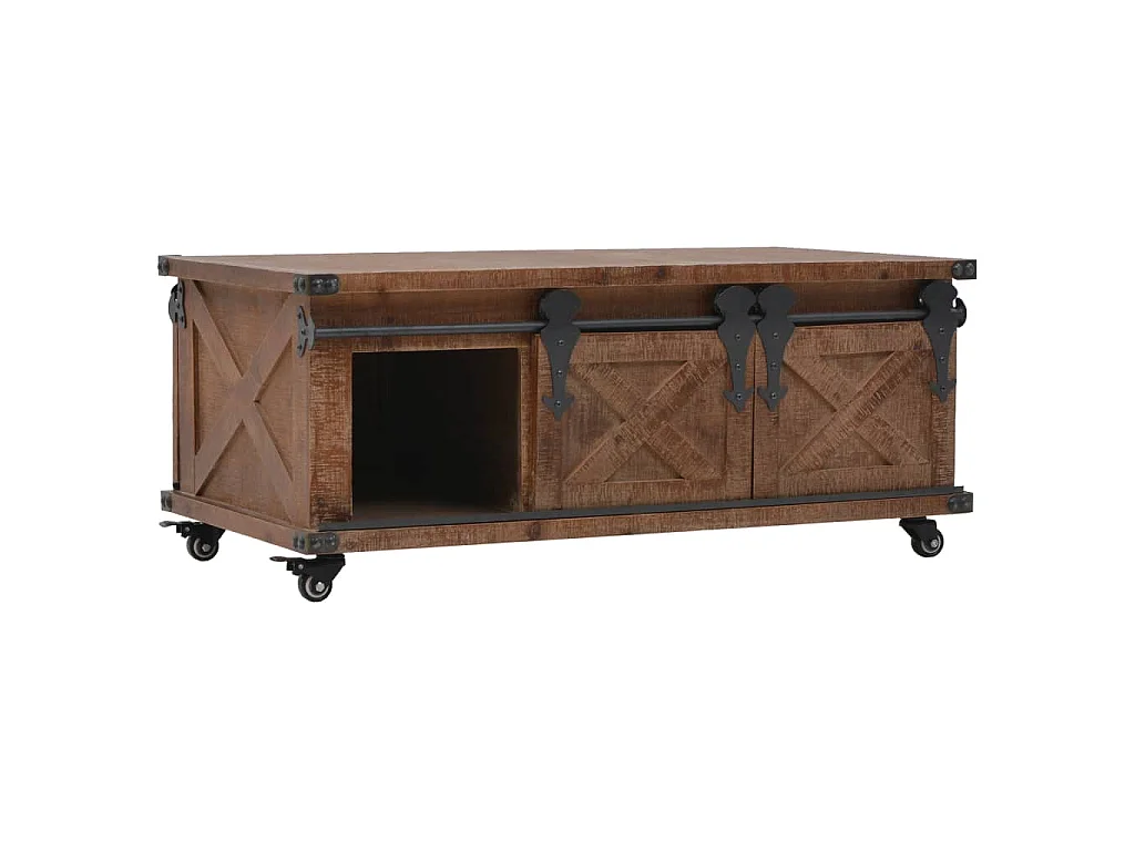 Couchtisch Massivholz Tanne 91x51x38 cm Braun