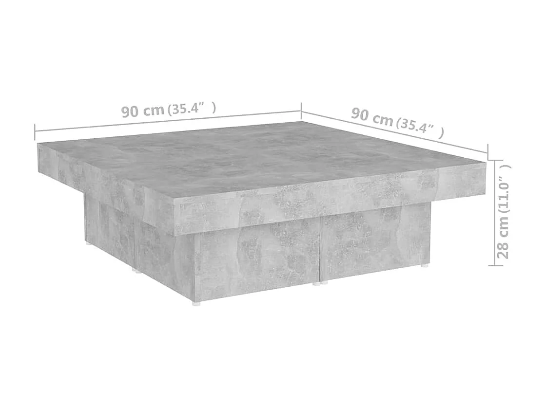 Couchtisch Betongrau 90x90x28 cm Holzwerkstoff