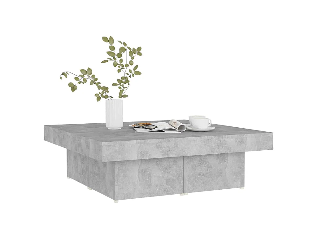 Table basse gris béton 90x90x28 cm bois d'ingénierie