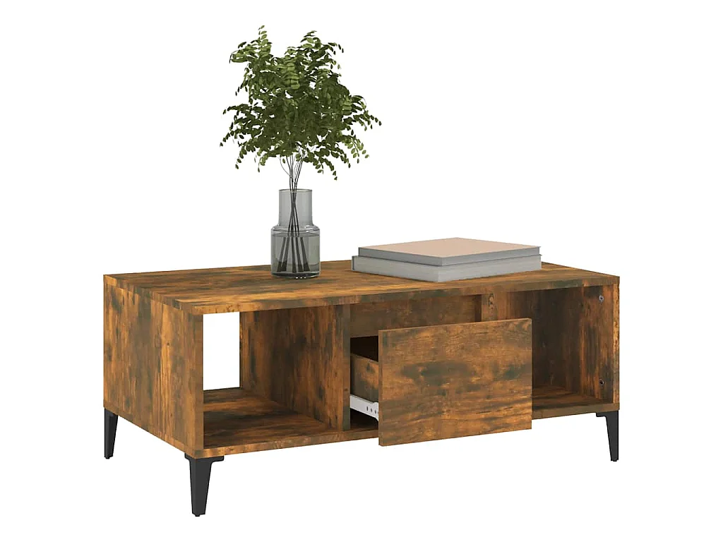 Table basse Chêne fumé 90x50x36,5 cm Bois d'ingénierie
