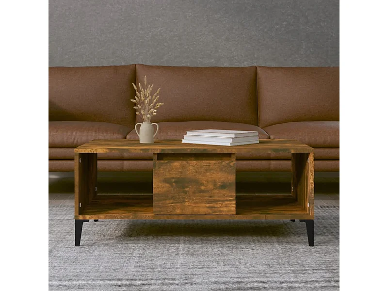 Table basse Chêne fumé 90x50x36,5 cm Bois d'ingénierie