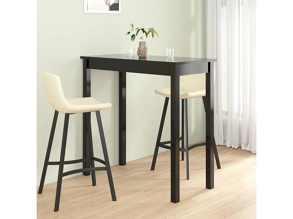 Mesa de bar em MDF preto 115x55x107 cm