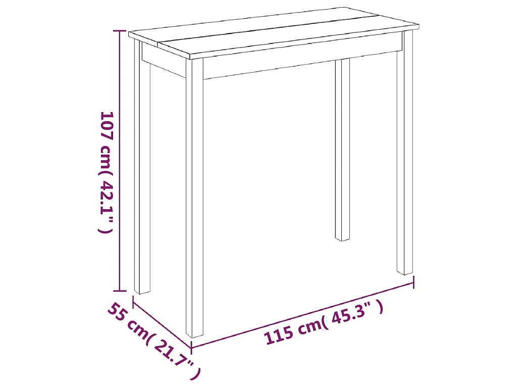 Table de bar MDF noir 115x55x107 cm