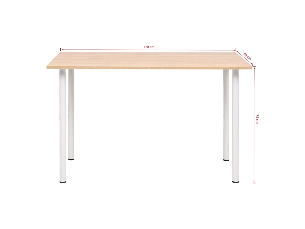 Eettafel 120x60x73 cm eikenkleur en wit