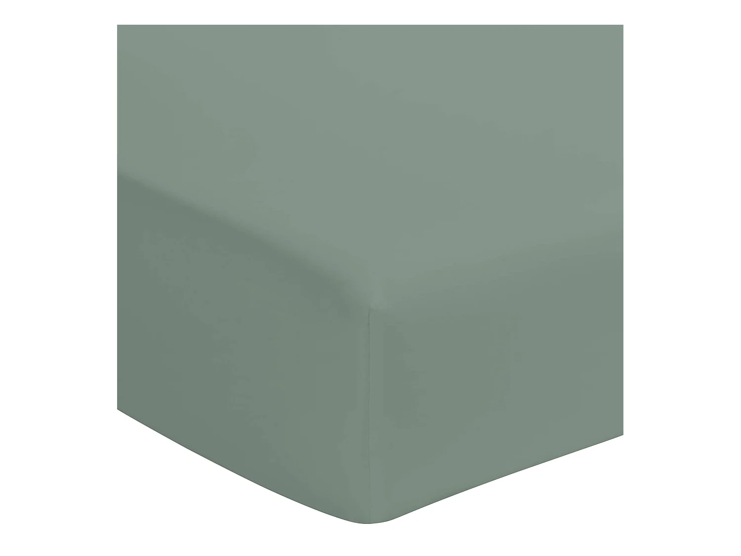 Drap housse vert de gris 100% coton bonnet 40 cm 160x190 cm