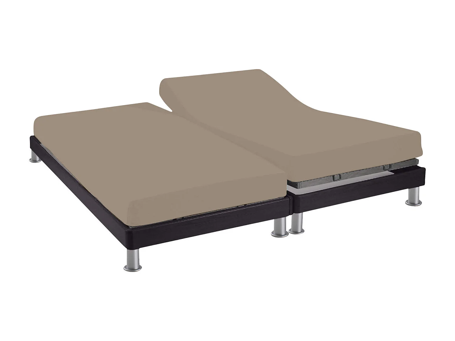 Drap housse pour lit articulé 2x80x200 biscuit 100% coton Terre de Nuit