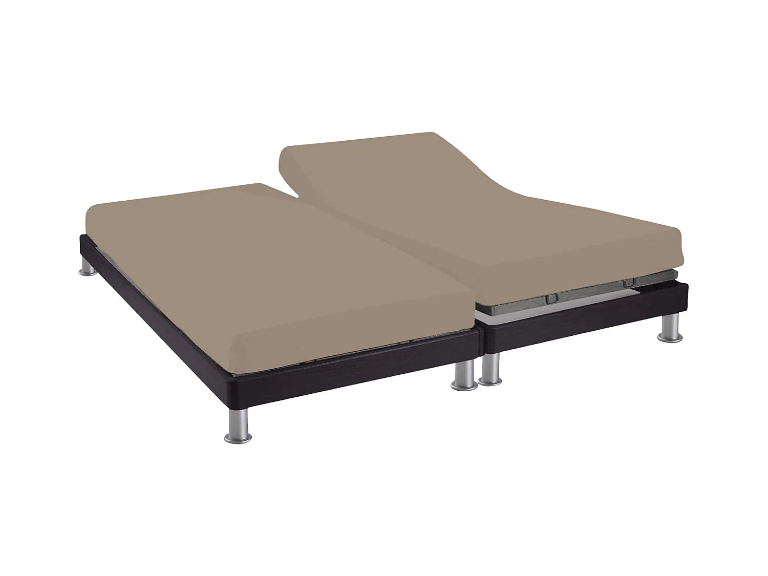 Drap housse pour lit articulé 2x70x190 biscuit 100% coton Terre de Nuit