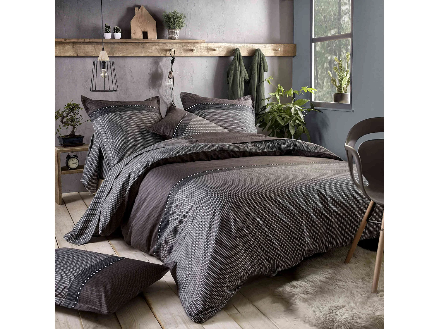 Drap housse satin de coton Enzo noir bonnet 30 cm 140x190 cm - Tradilinge