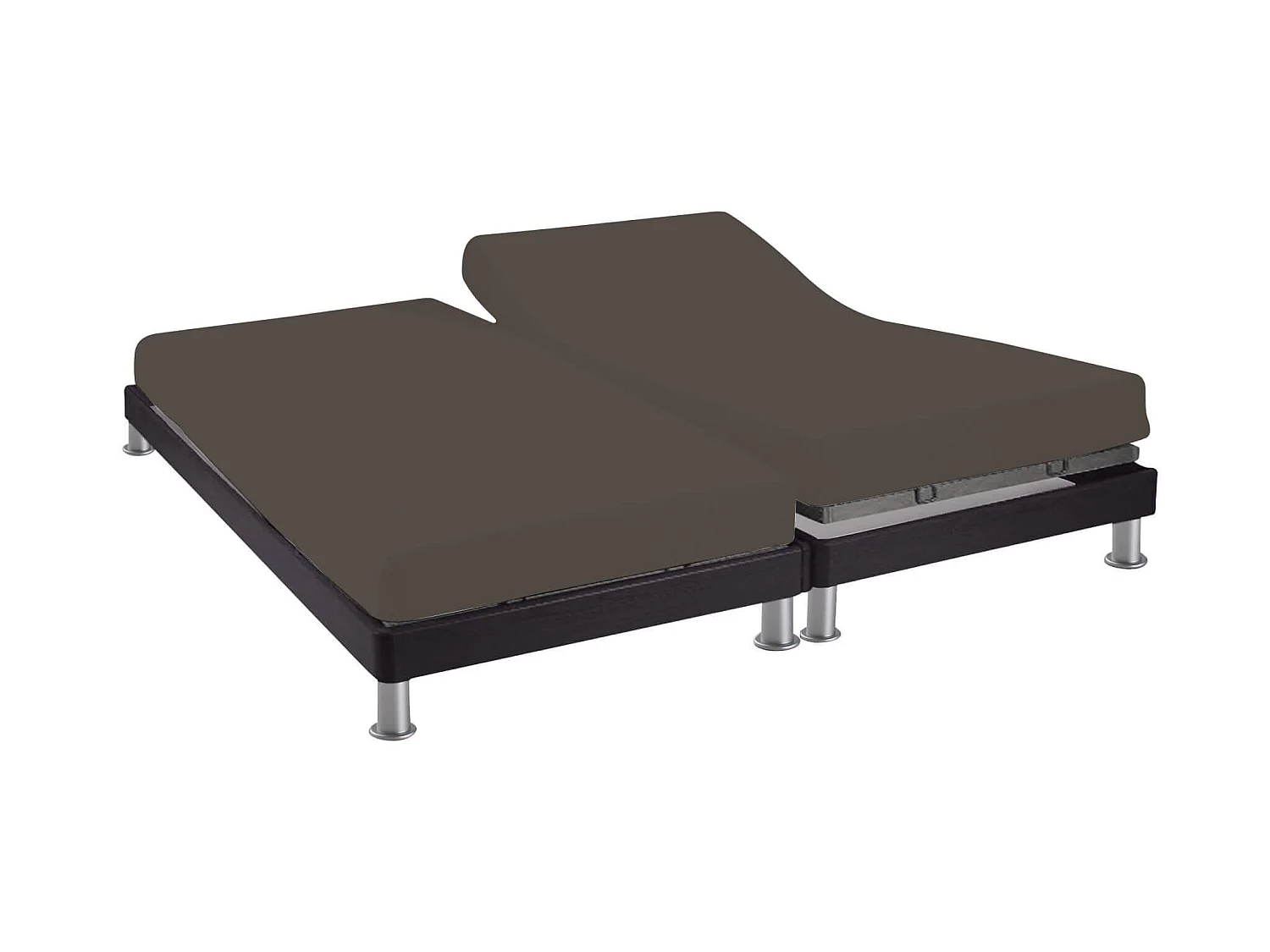 Drap housse pour lit articulé 2x80x200 zinc 100% coton Terre de Nuit