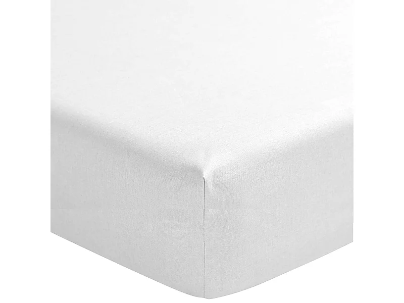 Drap housse blanc 100% lin bonnet 40 cm 160x190 cm