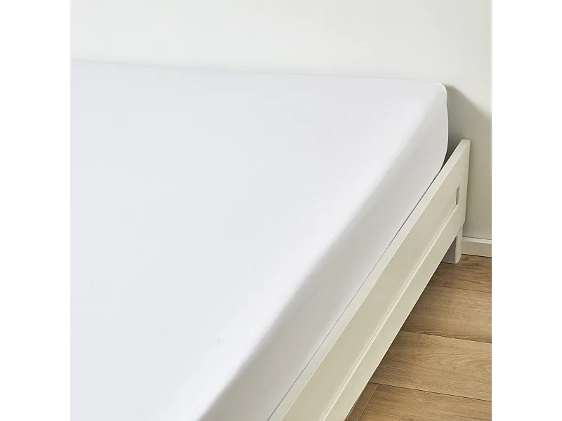 Drap housse Satin Blanc 160x200 cm