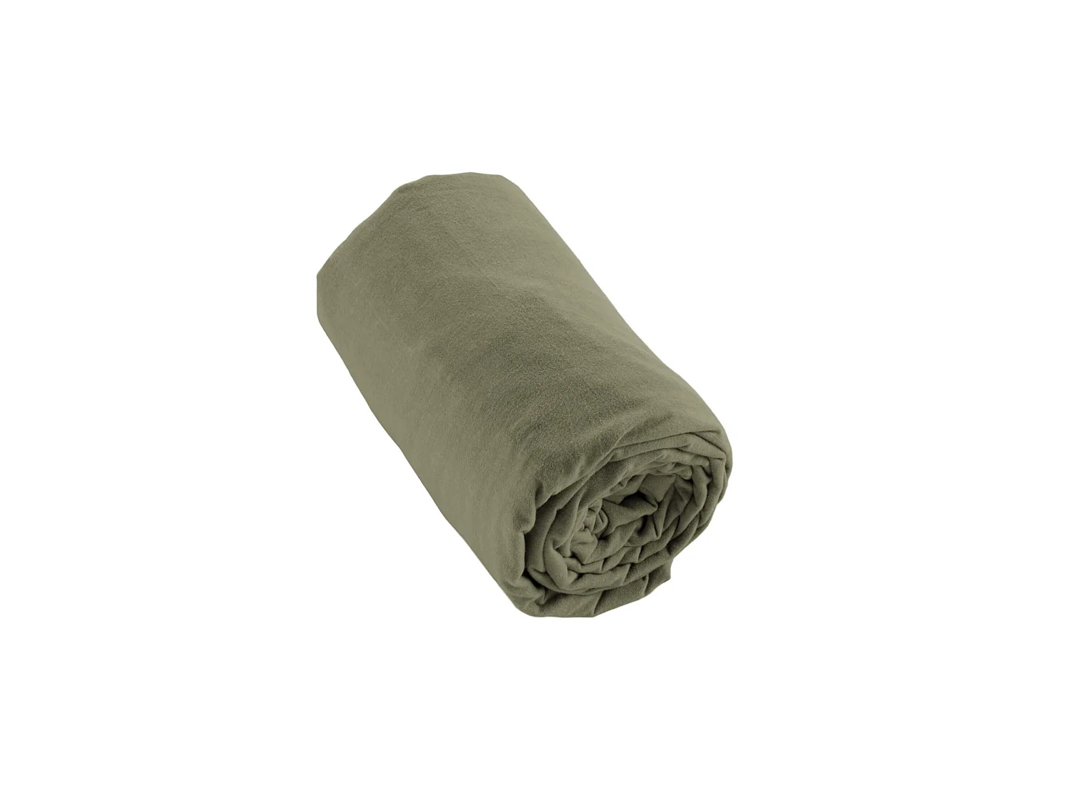 Drap housse flanelle kaki 140x190