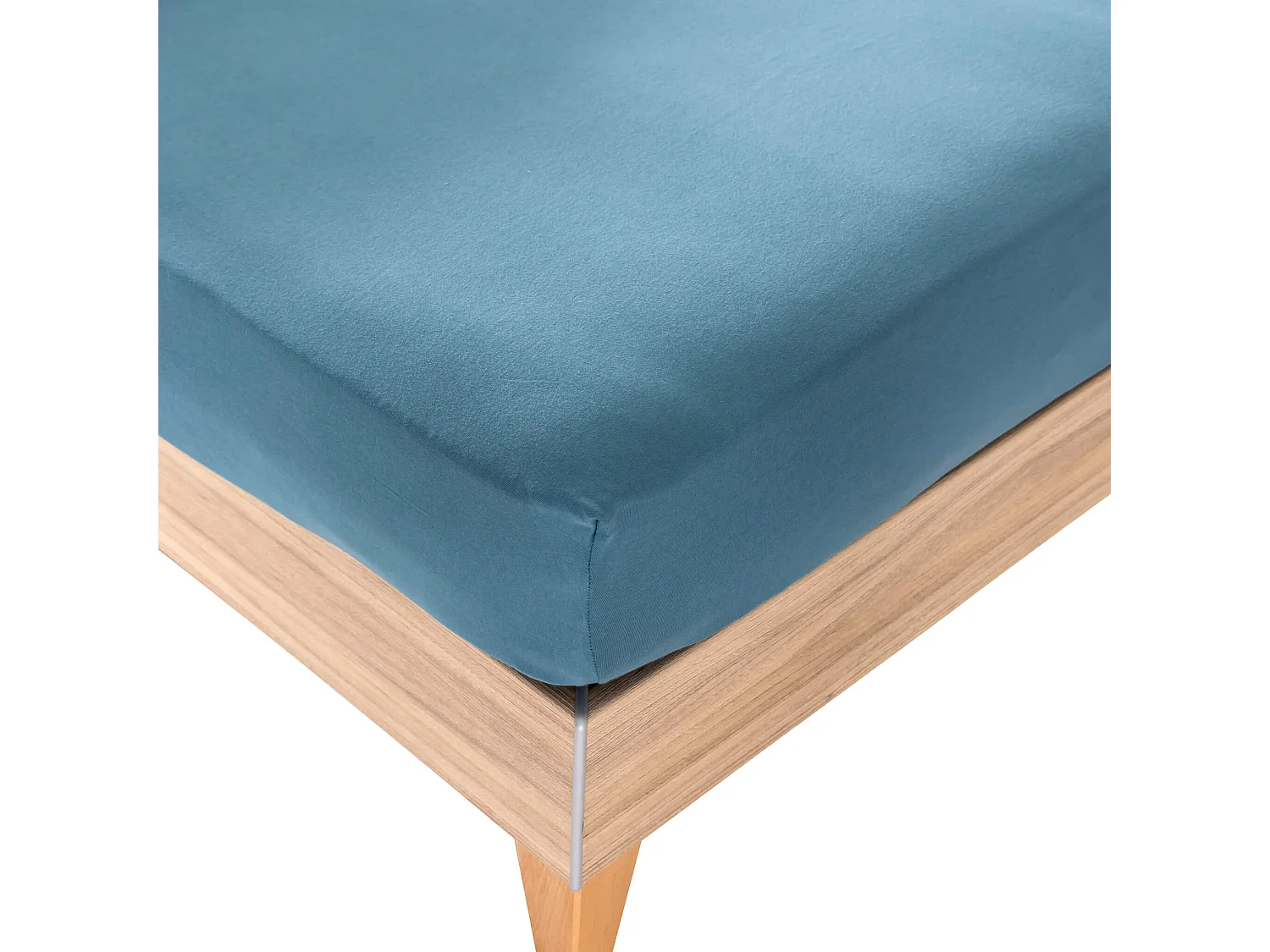 Drap housse bleu canard pour lit articulé jersey extensible 2x70x190