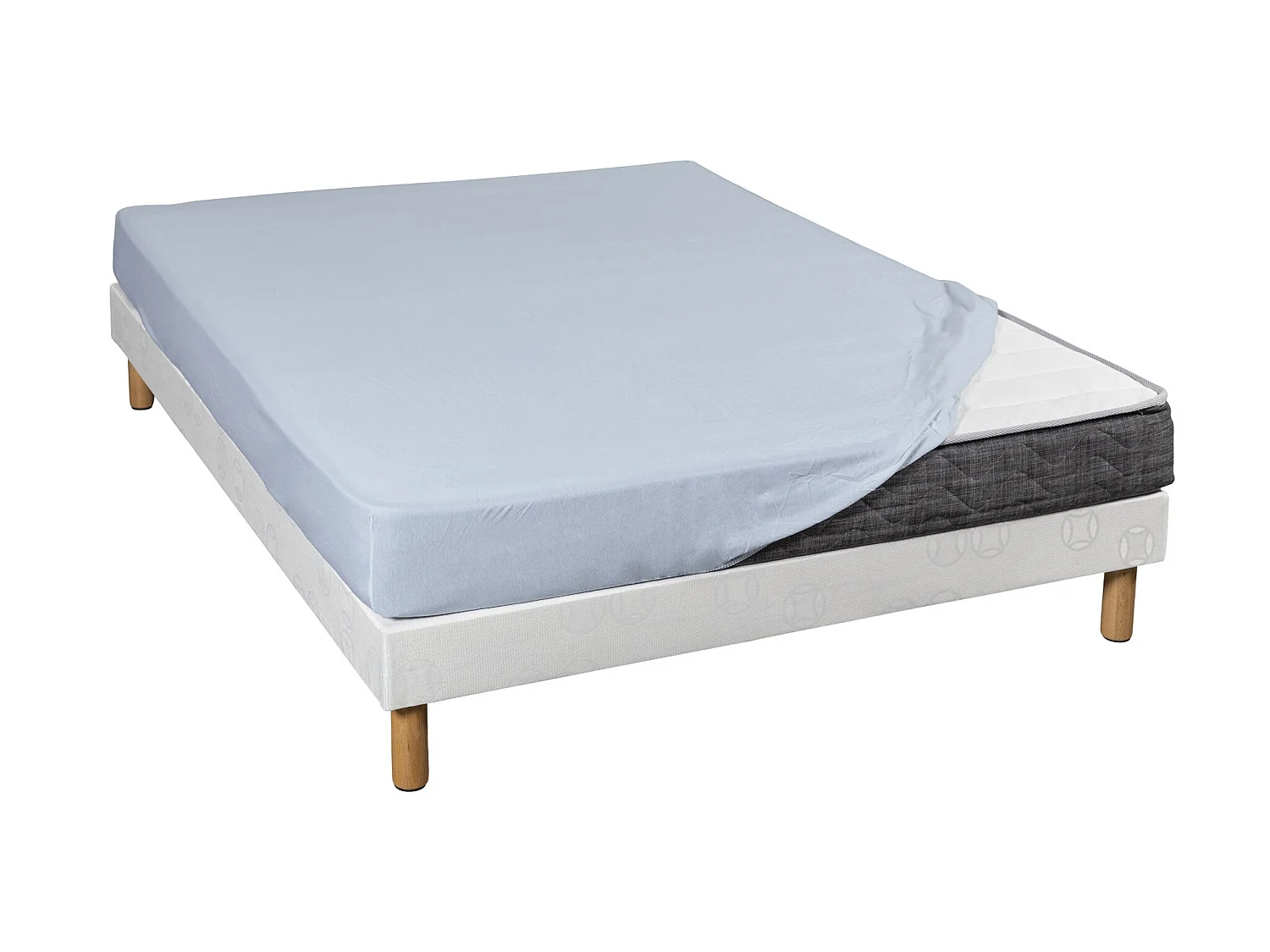 Drap housse bleu jersey coton Lycra Tencel 180x220