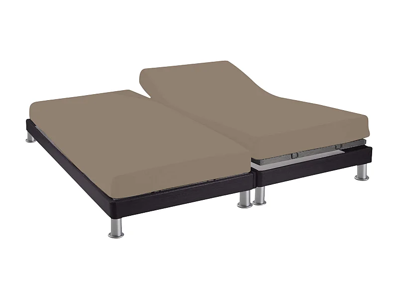 Drap housse pour lit articulé 2x70x190 taupe 100% coton biologique Terre de Nuit