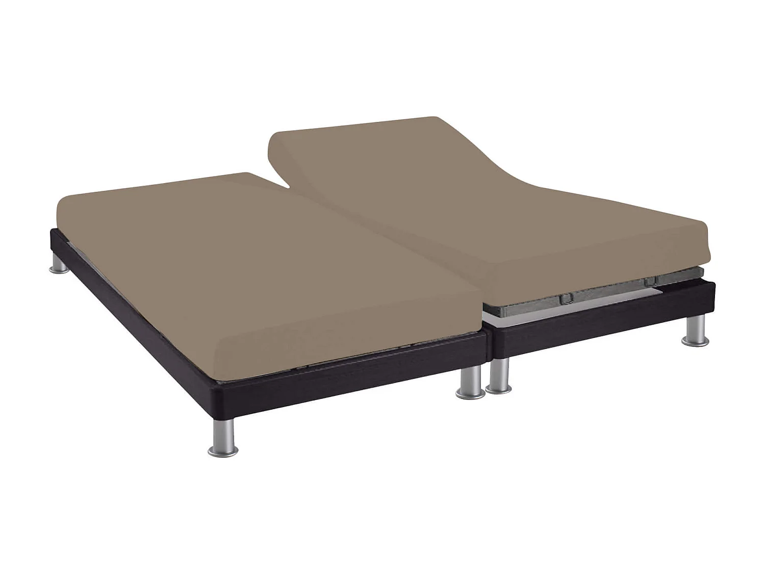 Drap housse pour lit articulé 2x70x190 taupe 100% coton biologique Terre de Nuit