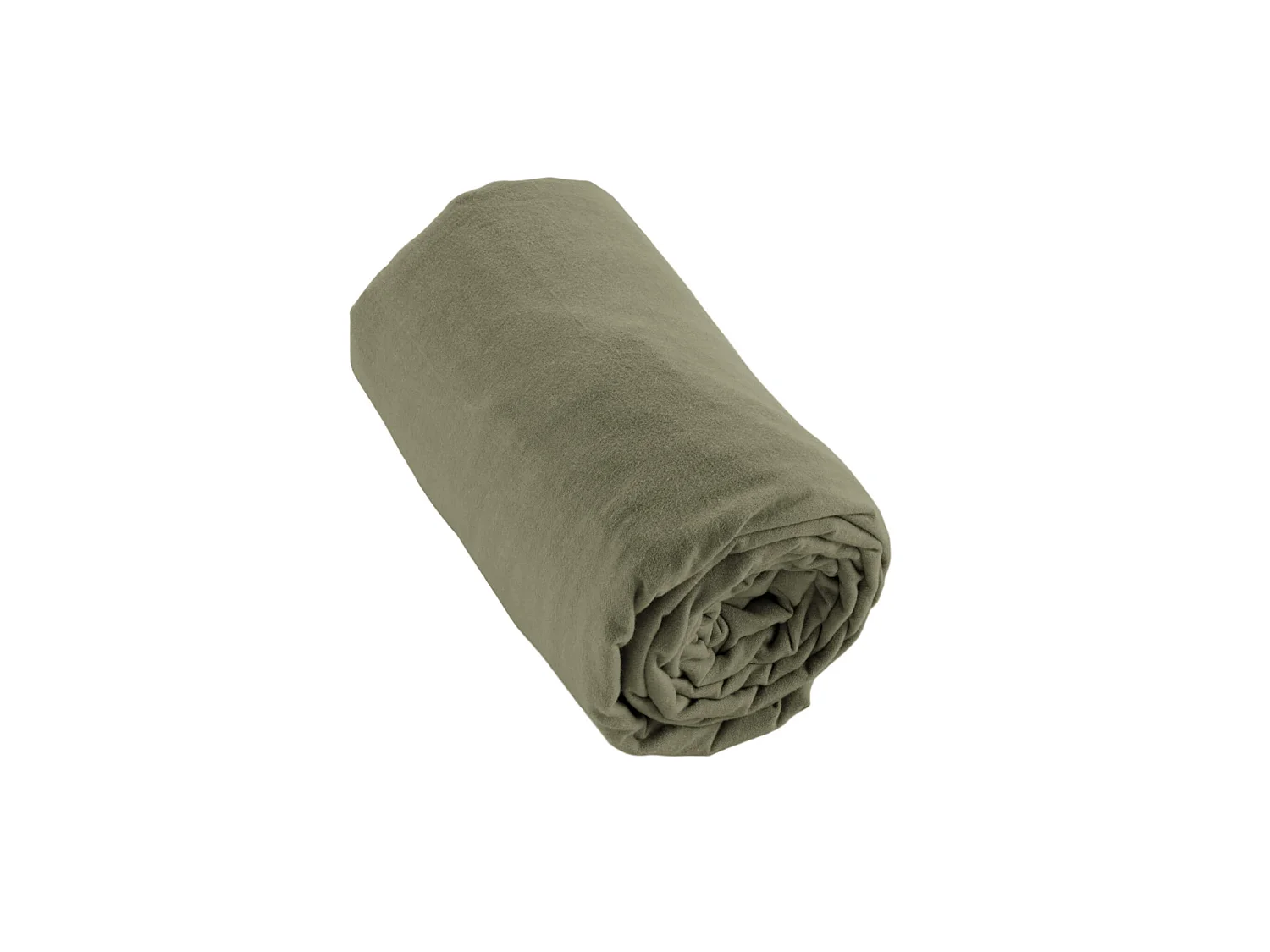 Drap housse flanelle kaki 160x200