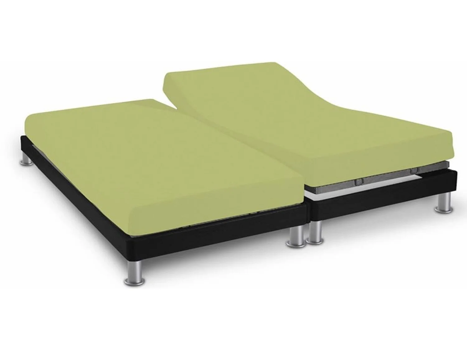 Drap housse vert anis TPR pour sommier articulé 2x70x190