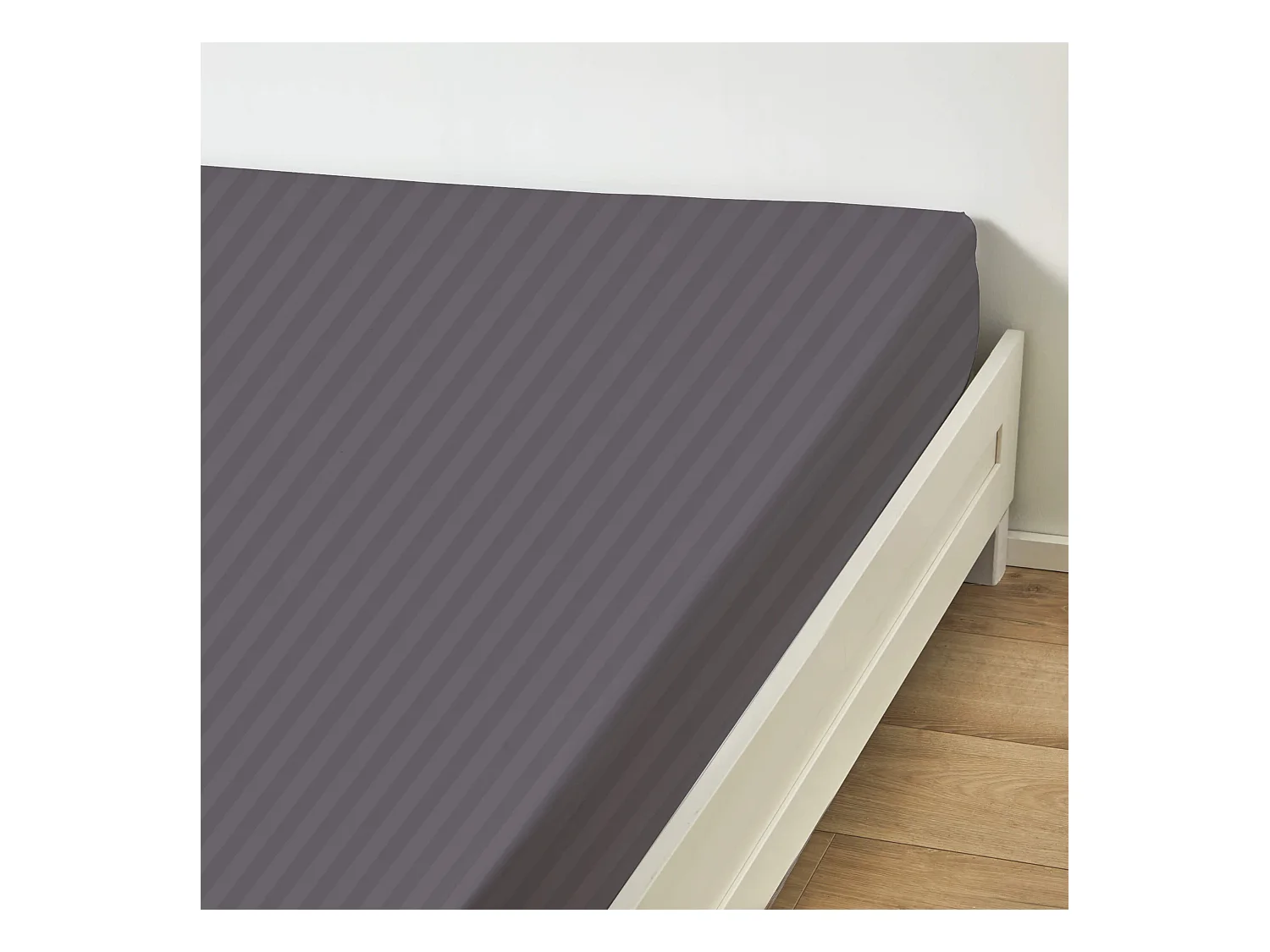 Drap housse Satin Gris Perle 160x200 cm