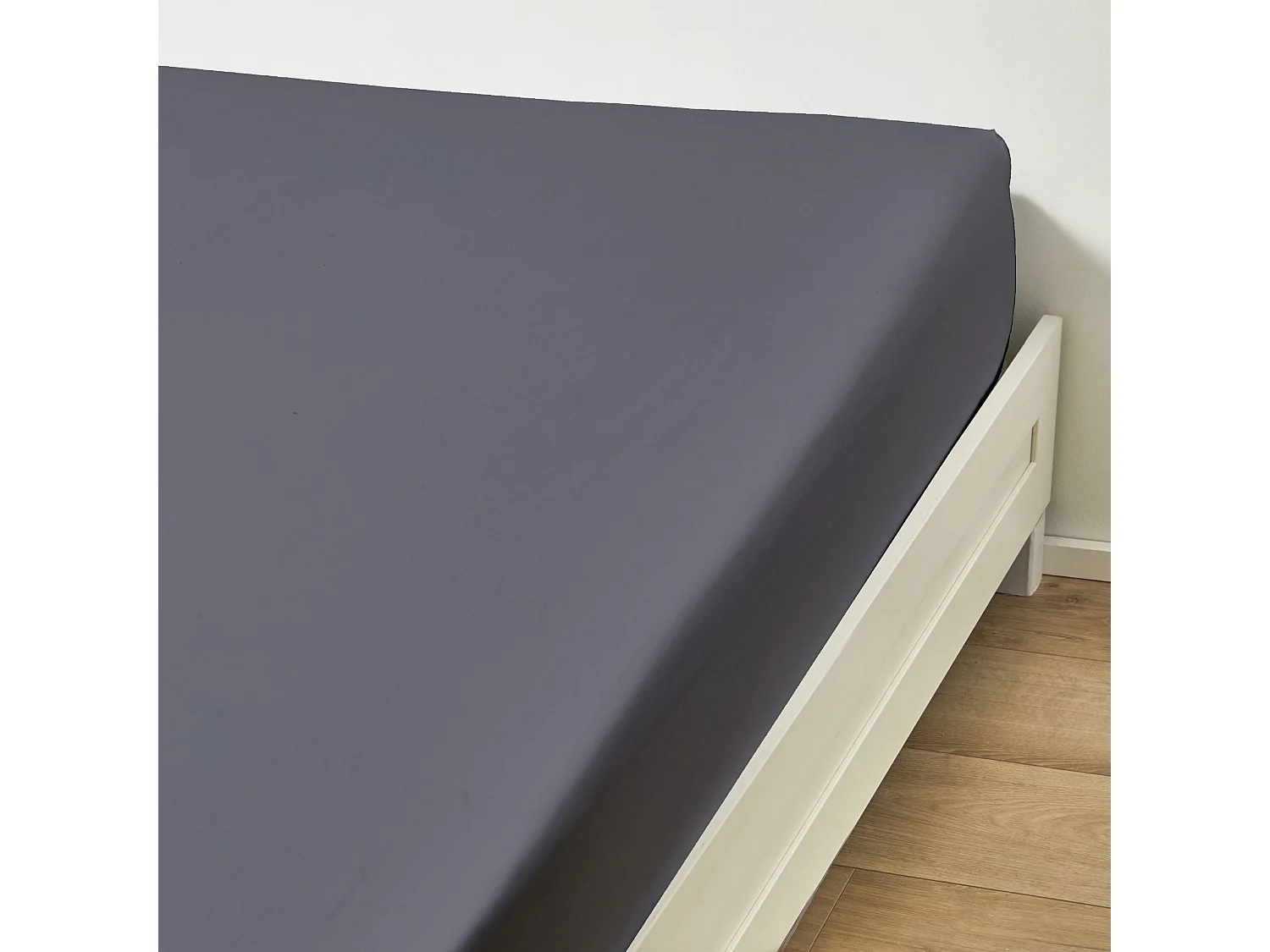 Drap housse Satin Gris Perle 160x200 cm