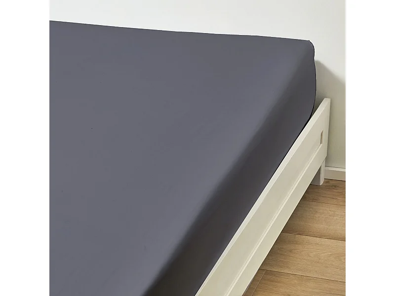 Drap housse Satin Gris Perle 160x200 cm