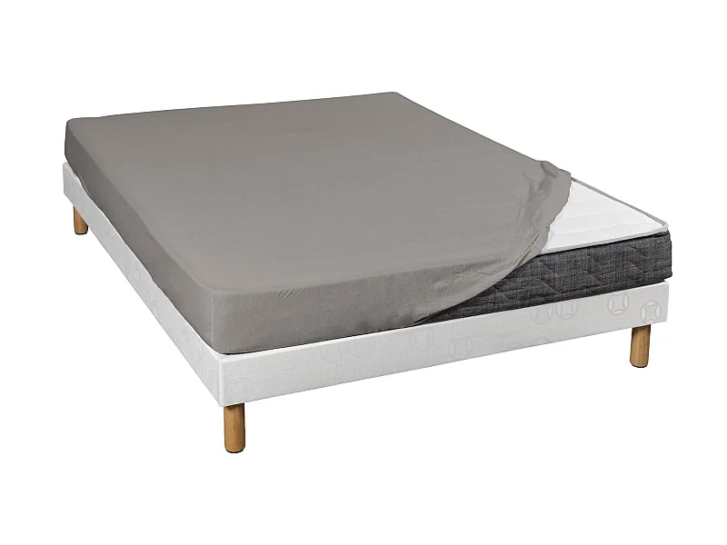 Drap housse gris jersey coton Lycra Tencel 160x200