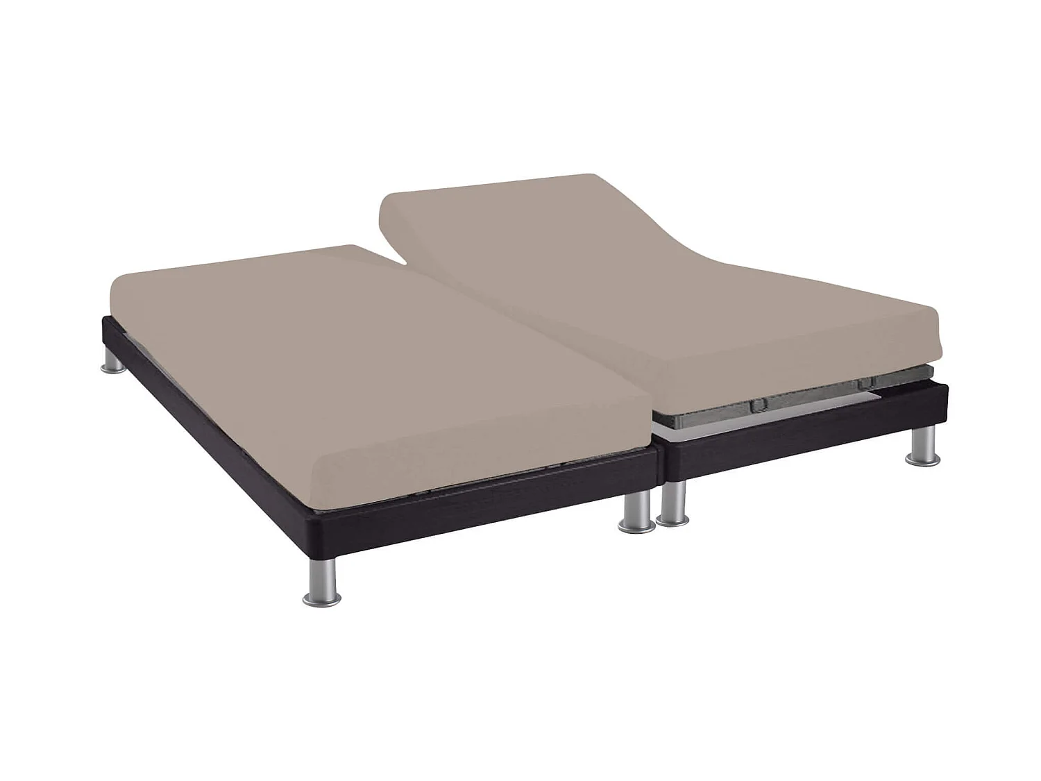 Drap housse pour lit articulé 2x80x200 percale lin Terre de Nuit