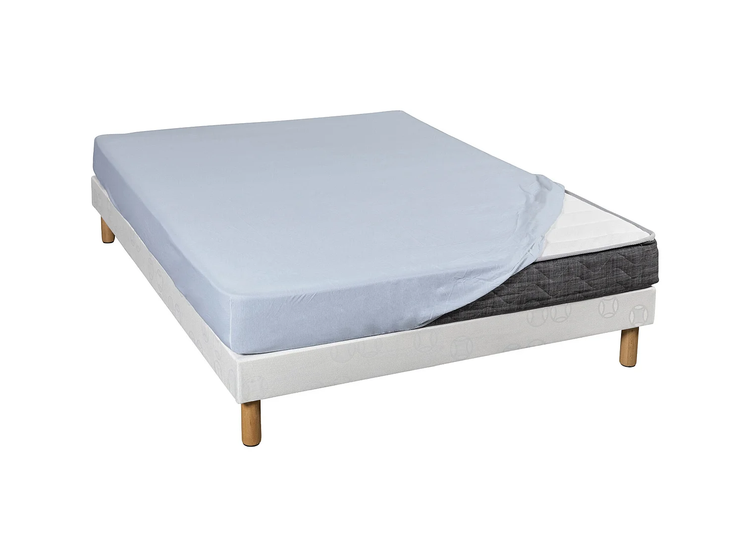 Drap housse bleu jersey coton Lycra Tencel 190x210