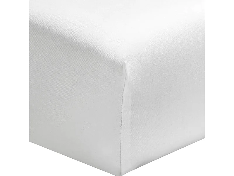 Drap housse blanc 100% coton biologique bonnet 40 cm 160x190 cm