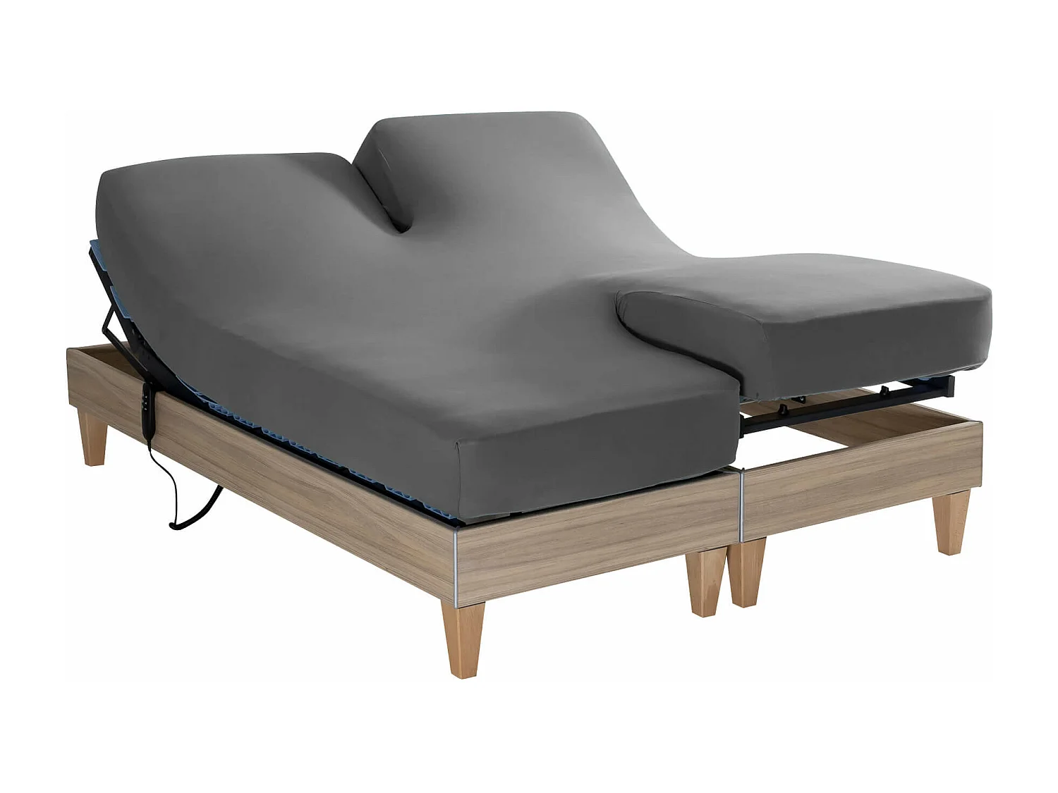 Drap housse gris souris pour lit articulé jersey extensible 2x90x200