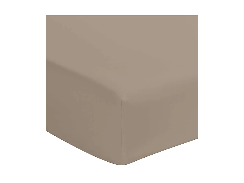 Drap housse biscuit 100% coton bonnet 40 cm 160x190 cm