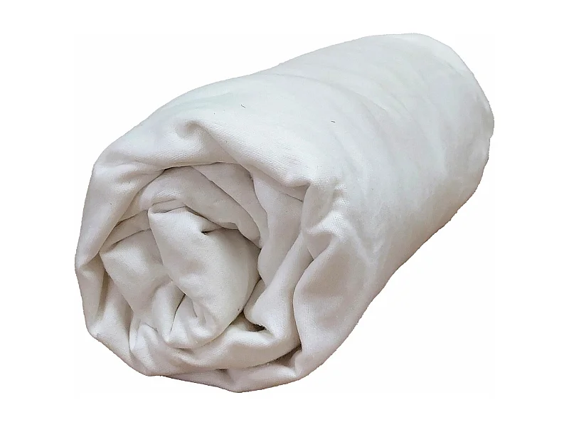 Drap housse flanelle blanc bonnet 30 cm 90x190 cm - Tradilinge