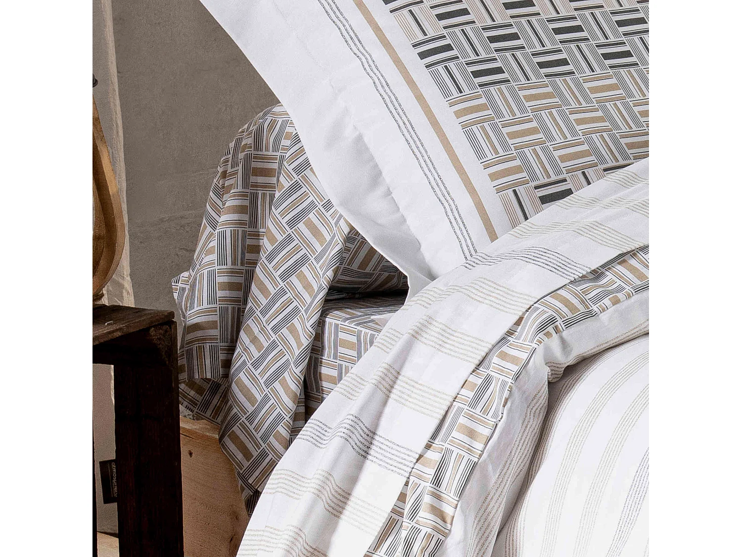 Drap housse Diego gris bonnet 30 cm 90x190 cm - Tradilinge