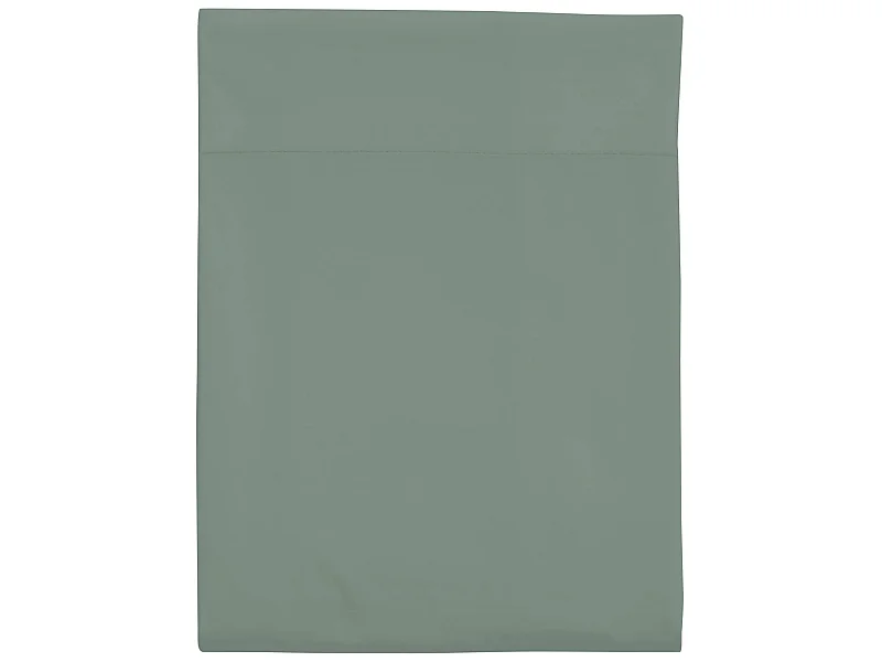 Drap plat 100% coton vert de gris 240x310 cm