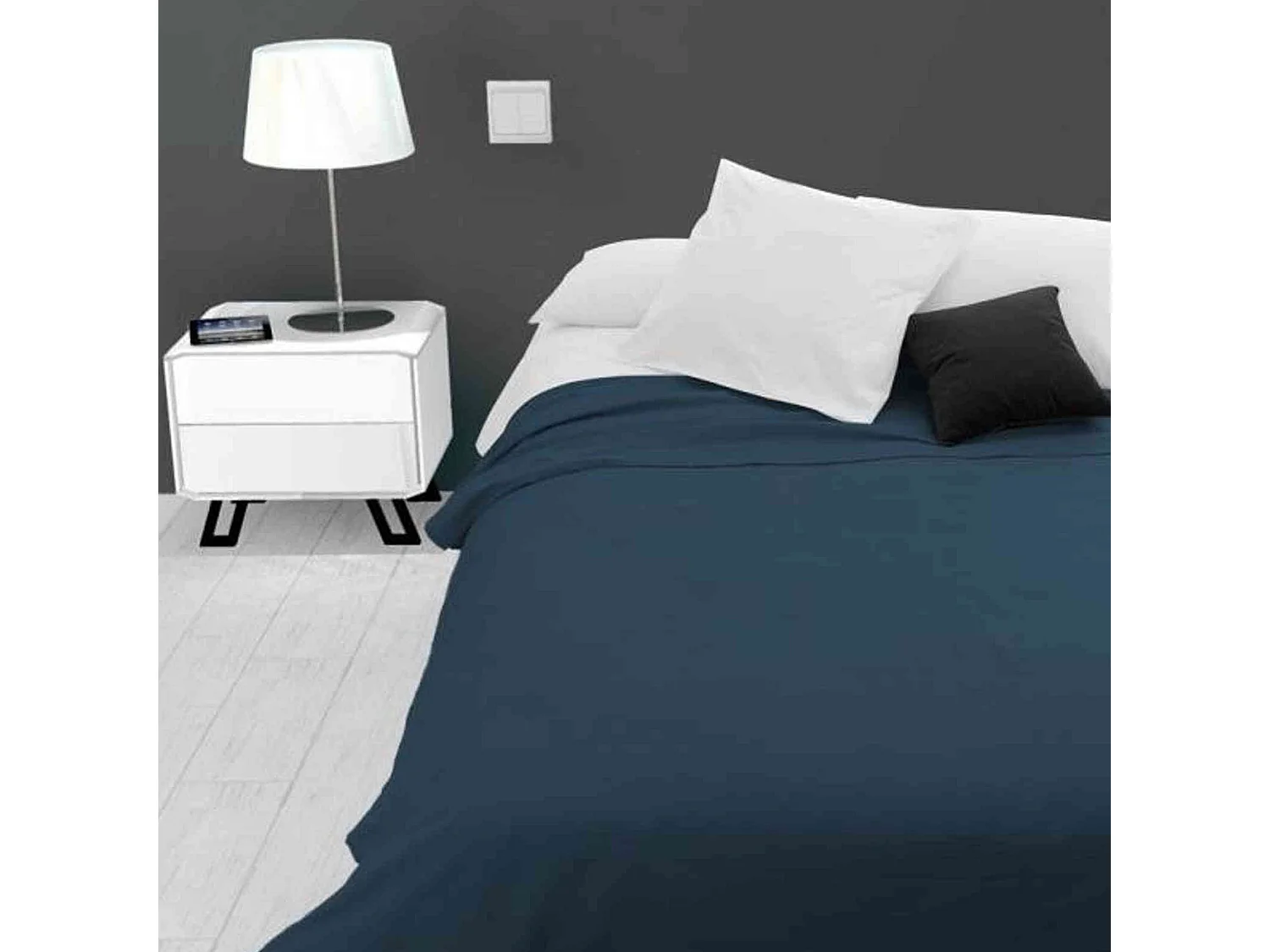 Jeté de lit Adèle bleu 240x220 cm