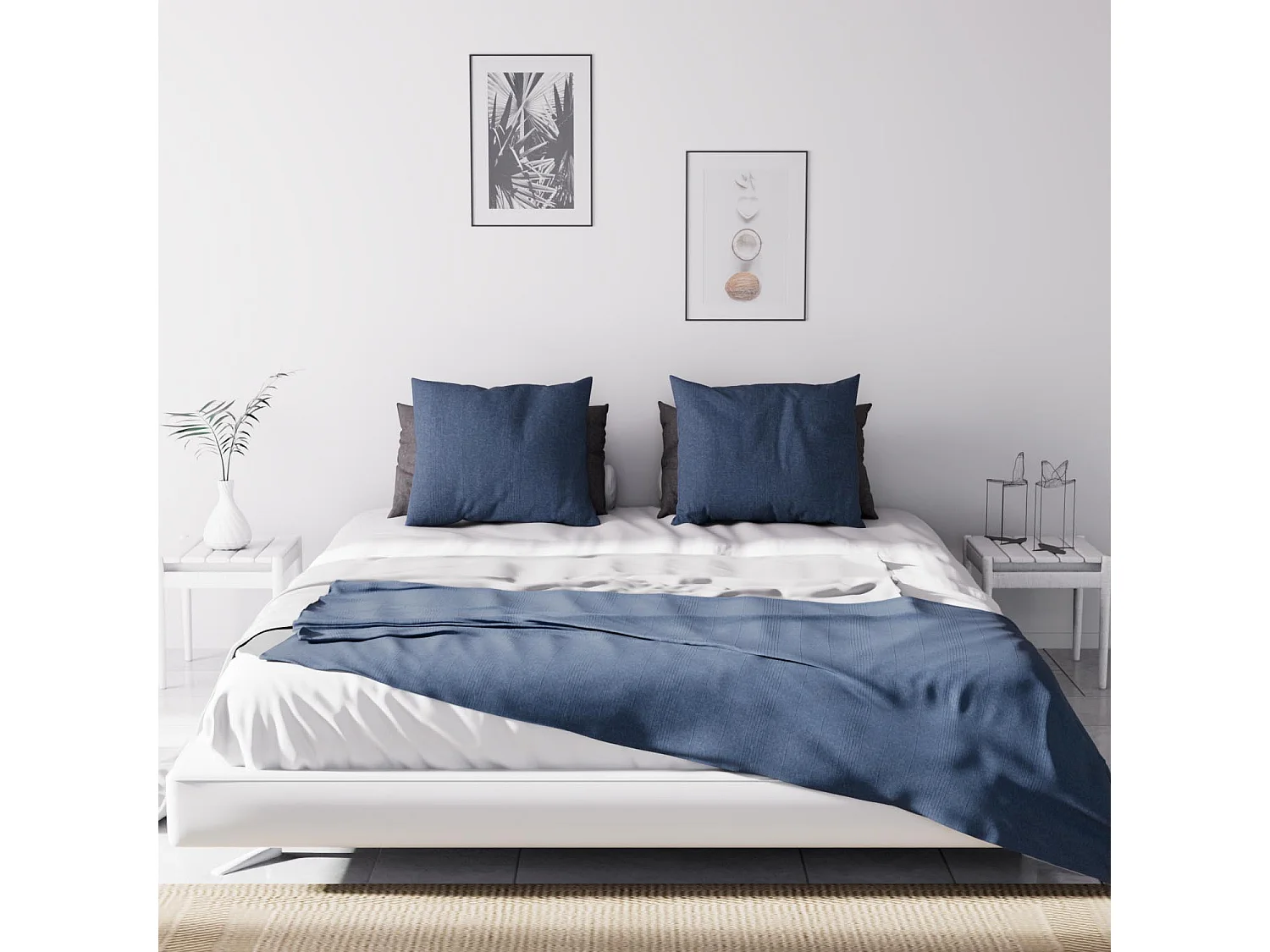 Jeté de lit Adèle bleu 240x220 cm