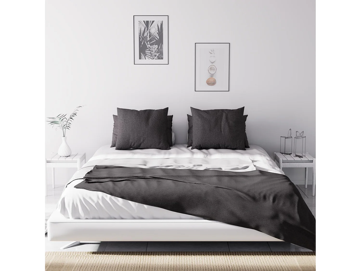 Jeté de lit Adèle anthracite 240x220 cm