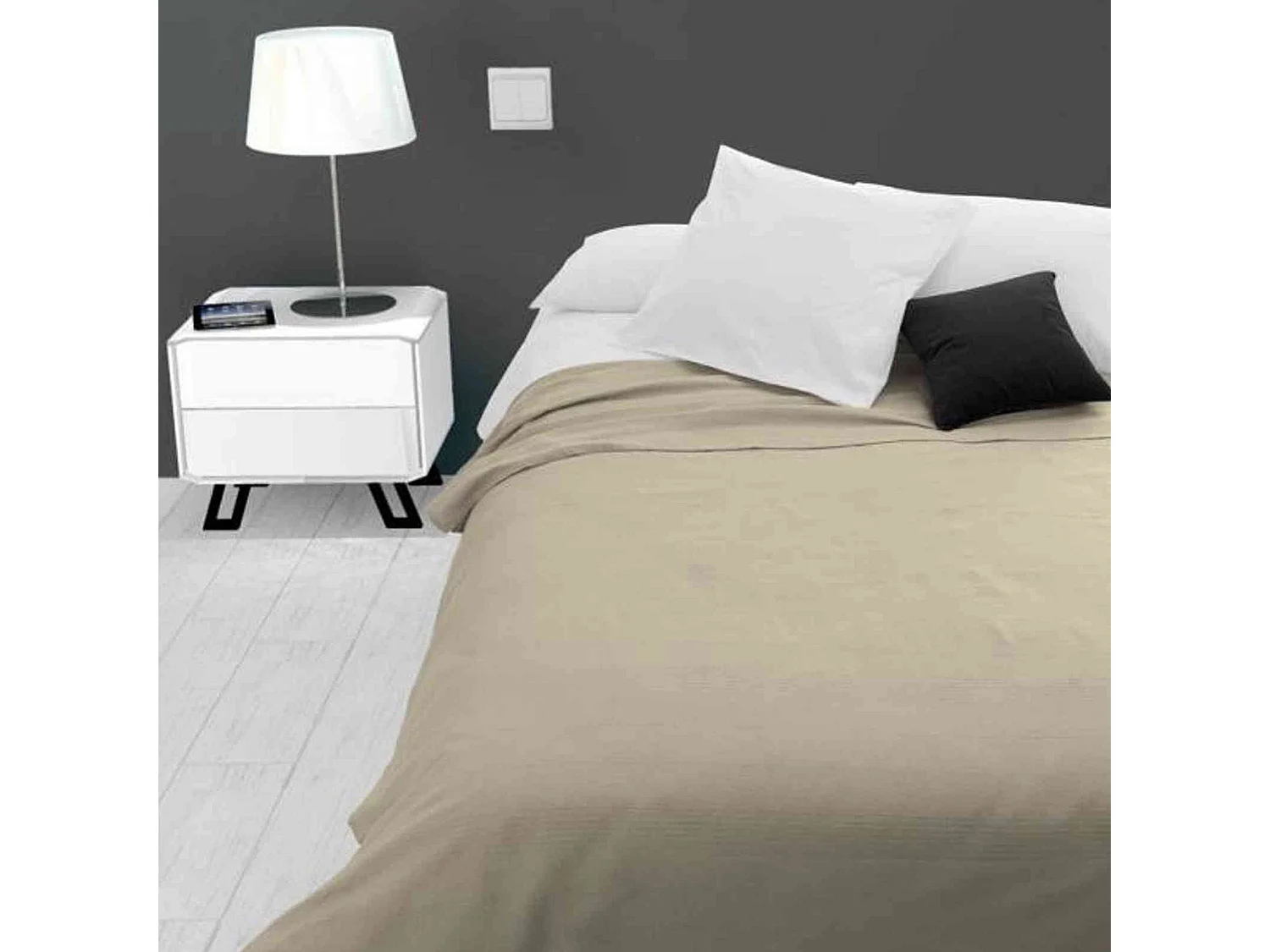 Jeté de lit Adèle taupe 240x220 cm