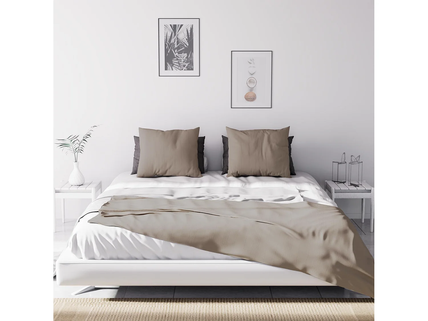 Jeté de lit Adèle taupe 240x220 cm