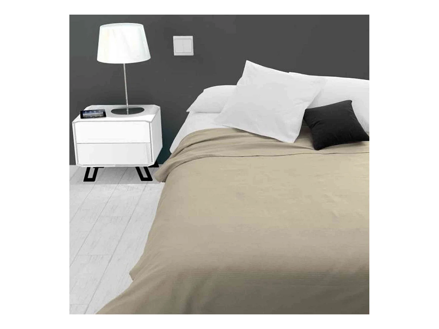 Jeté de lit Adèle taupe 240x220 cm