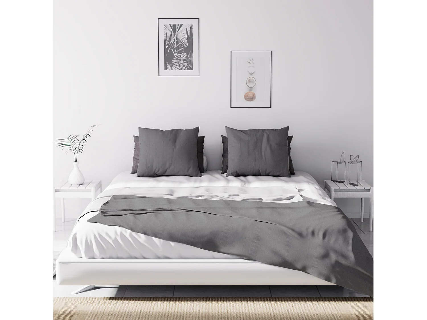 Jeté de lit Adèle gris 240x220 cm