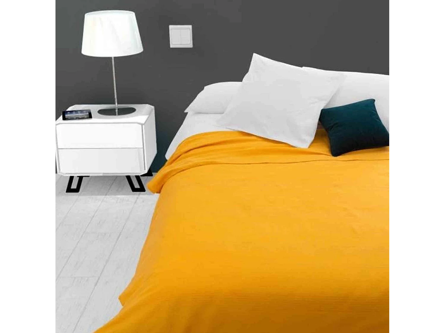 Jeté de lit Adèle moutarde 240x220 cm