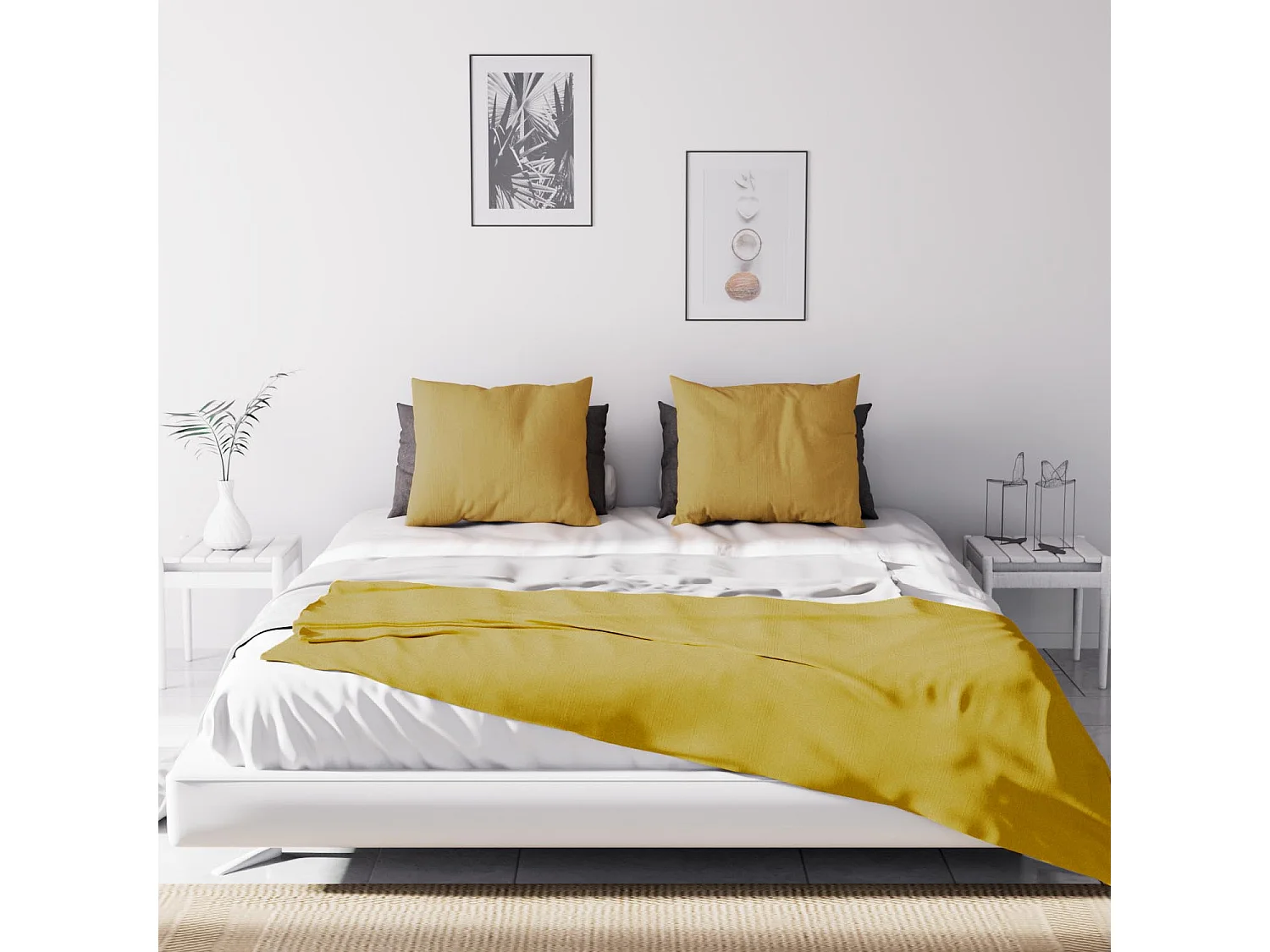 Jeté de lit Adèle moutarde 240x220 cm