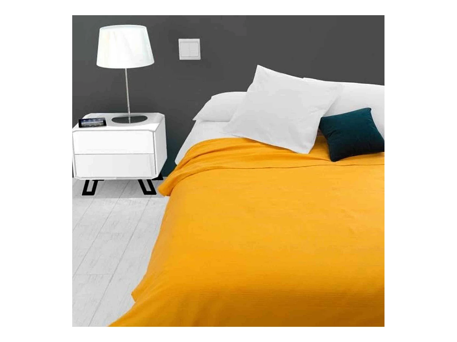 Jeté de lit Adèle moutarde 240x220 cm
