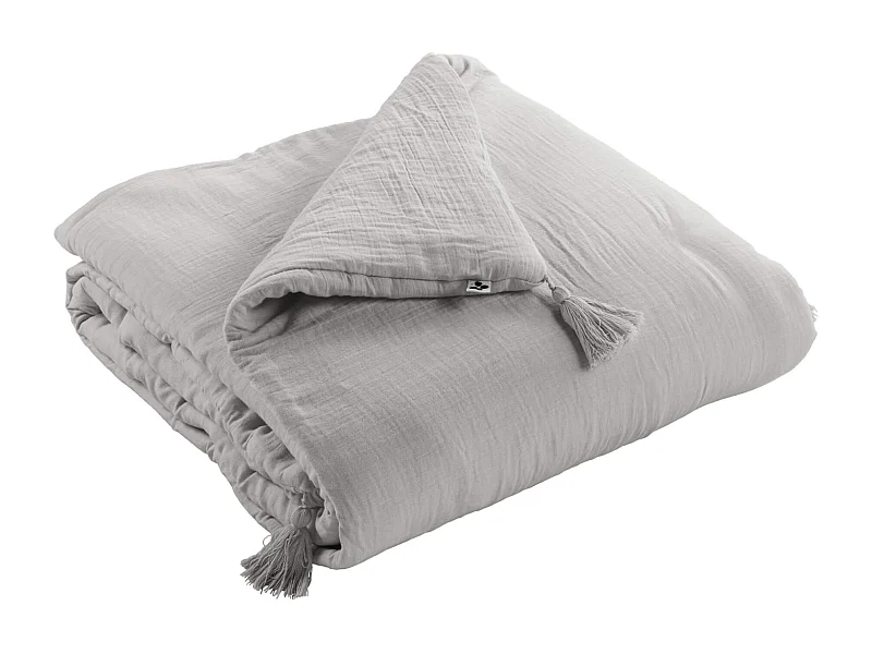 Couvre-lit double gaze de coton gris 150x150 cm