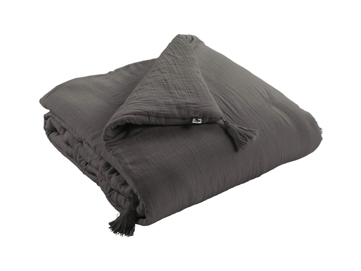 Couvre-lit double gaze de coton gris anthracite 150x150 cm